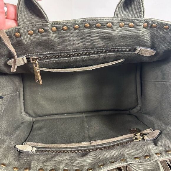 Prada Canapa Fringed Tote Bag Olive Green - Picture 6 of 16